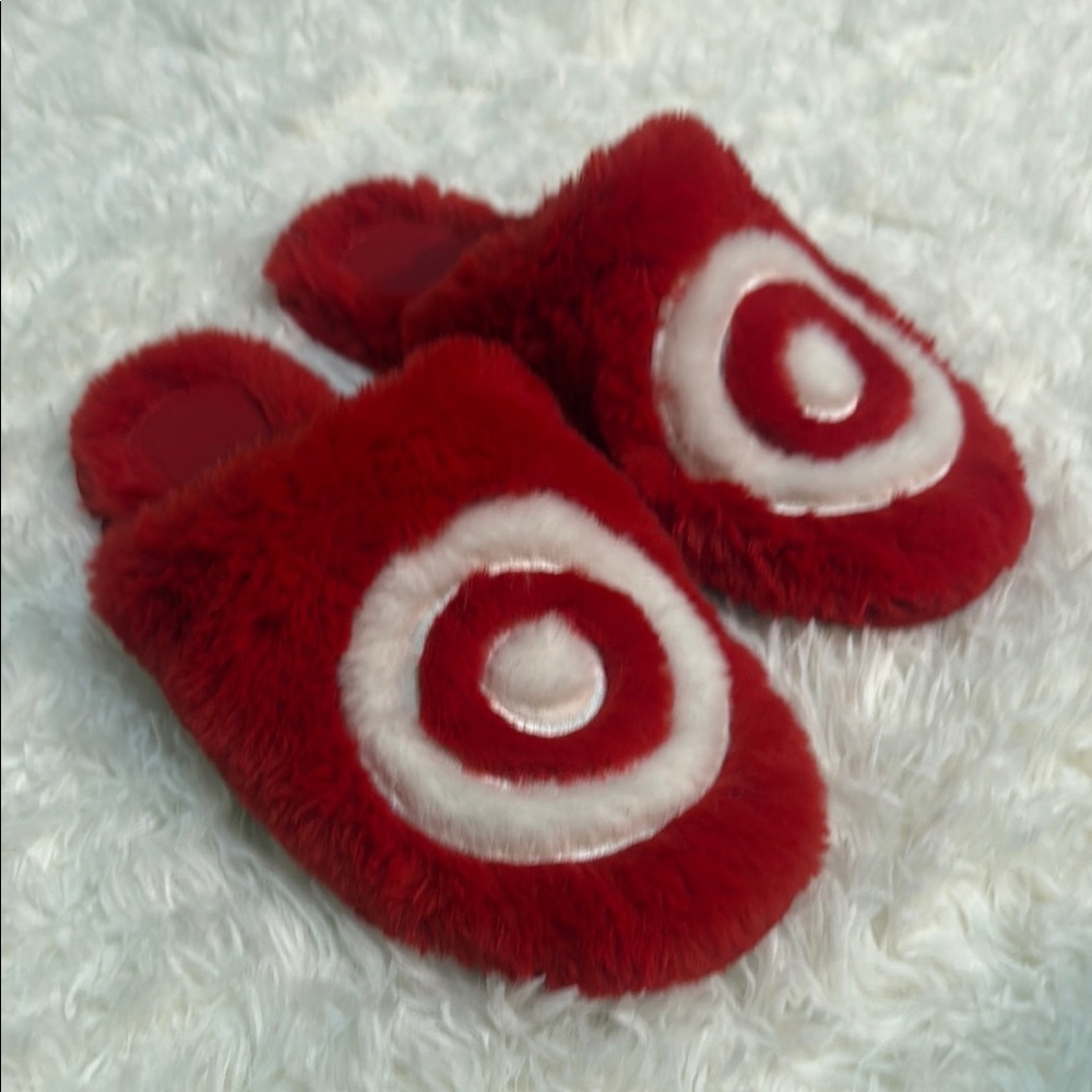 Red and White Fuzzy Slippers